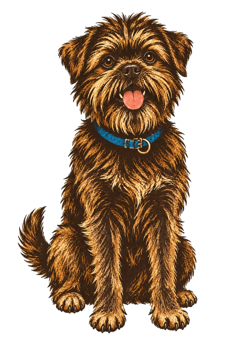 Vintage screen-print illustration representing Affenpinscher