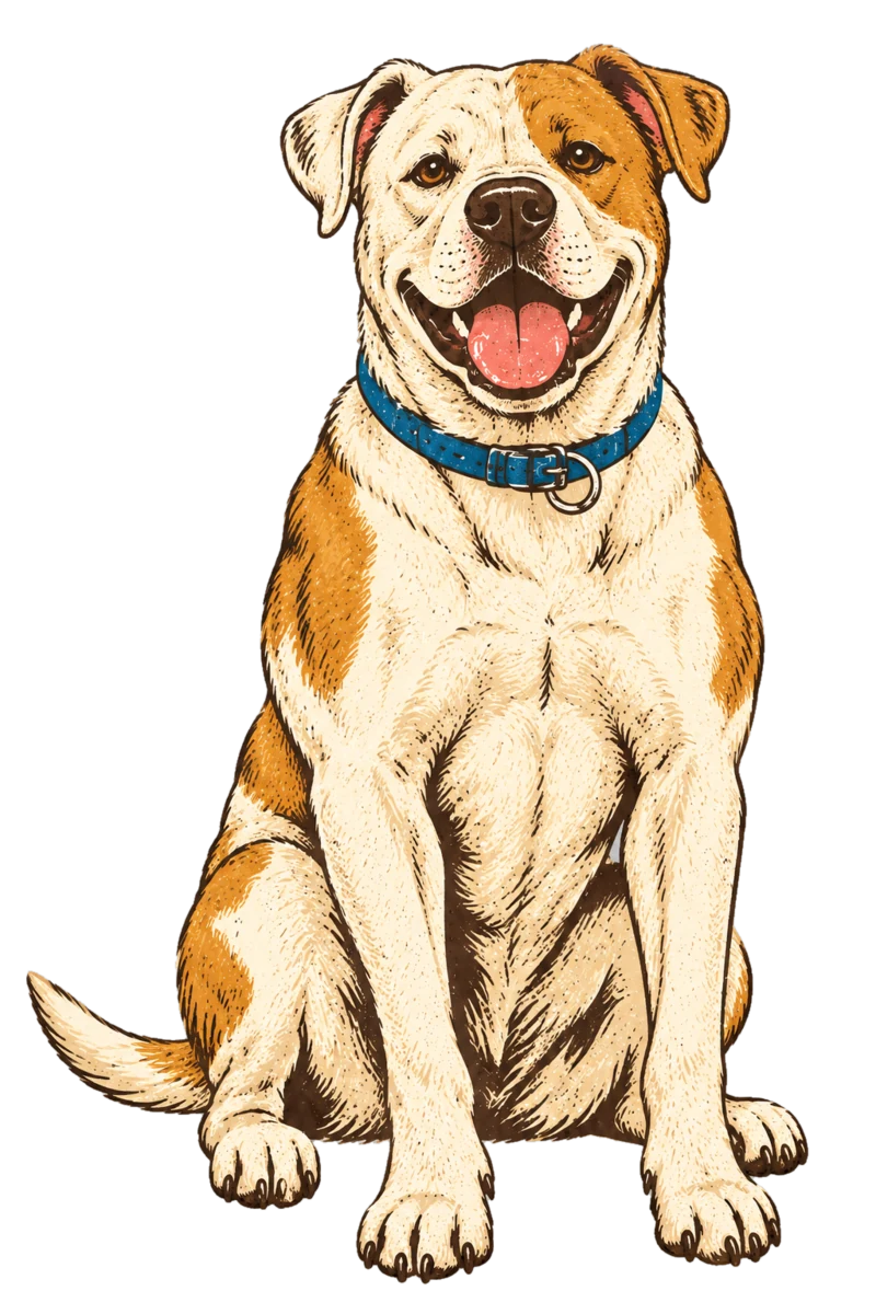 Vintage screen-print illustration representing American Bulldog
