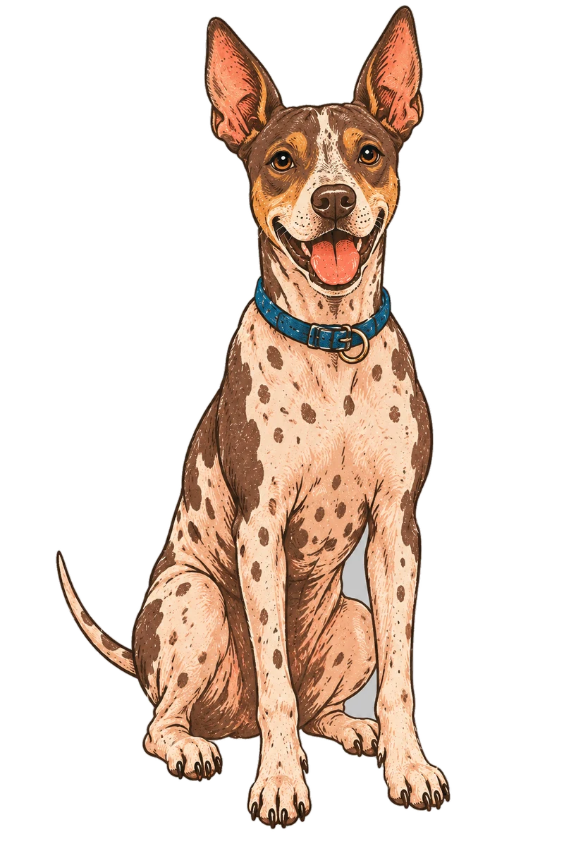 Vintage screen-print illustration representing American Hairless Terrier