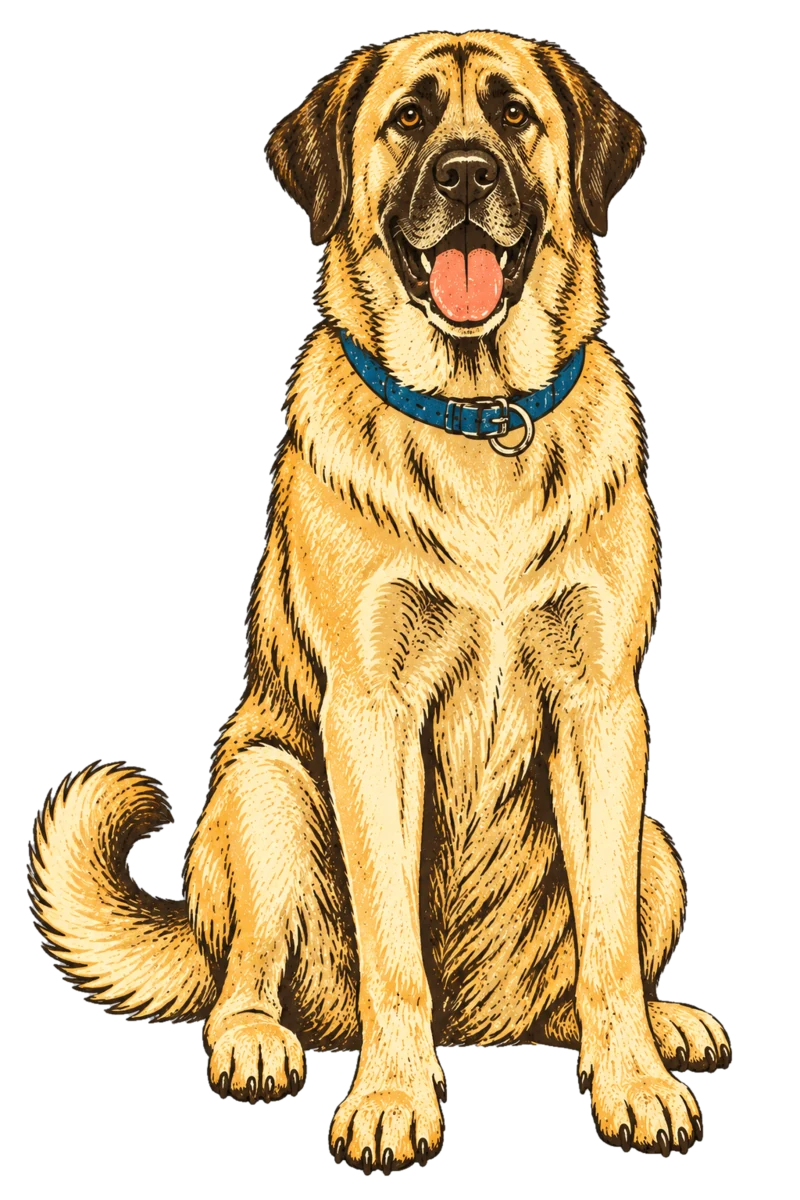 Vintage screen-print illustration representing Anatolian Shepherd Dog