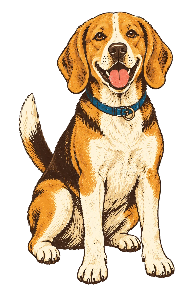 Vintage screen-print illustration representing Beagle