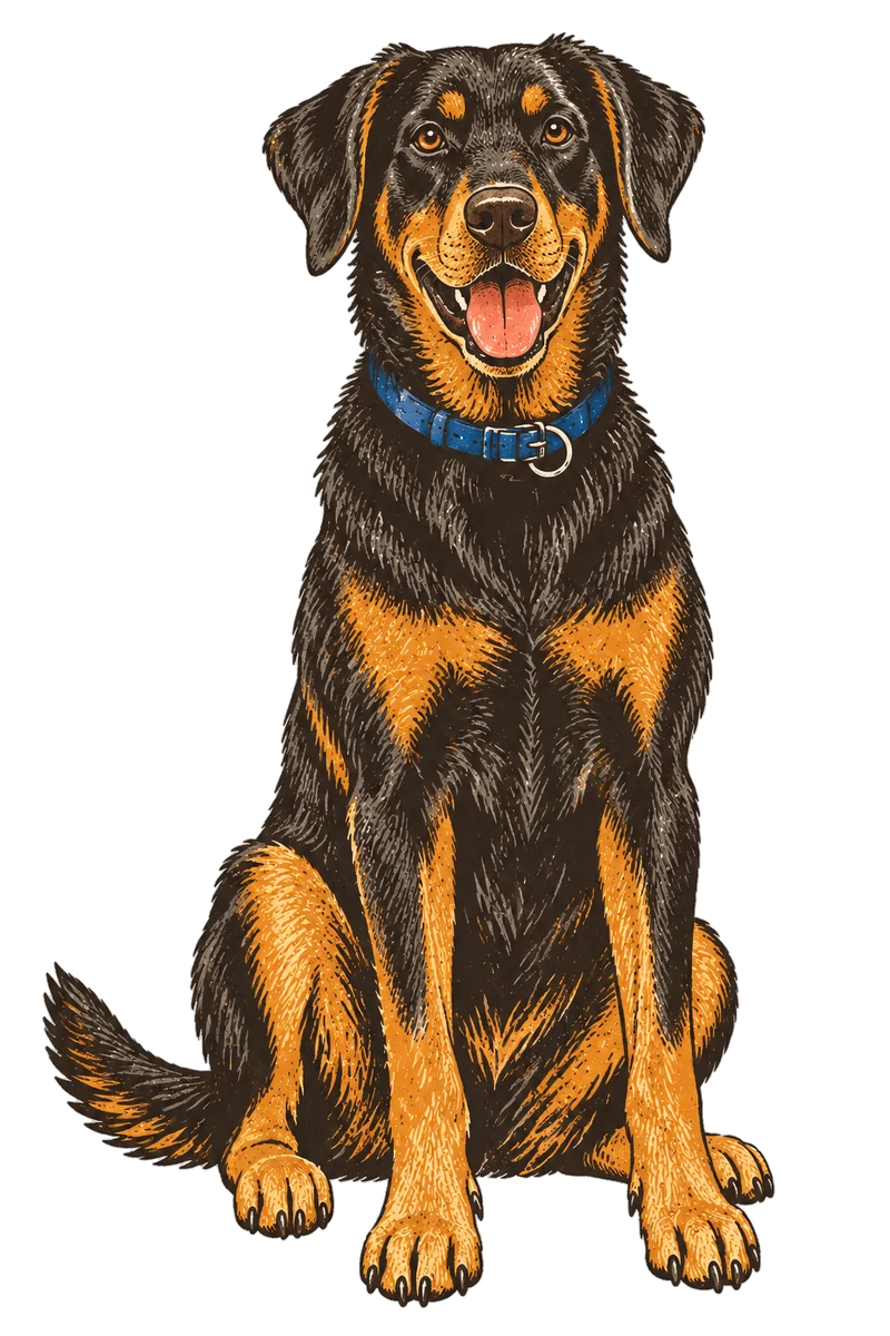 Vintage screen-print illustration representing Beauceron