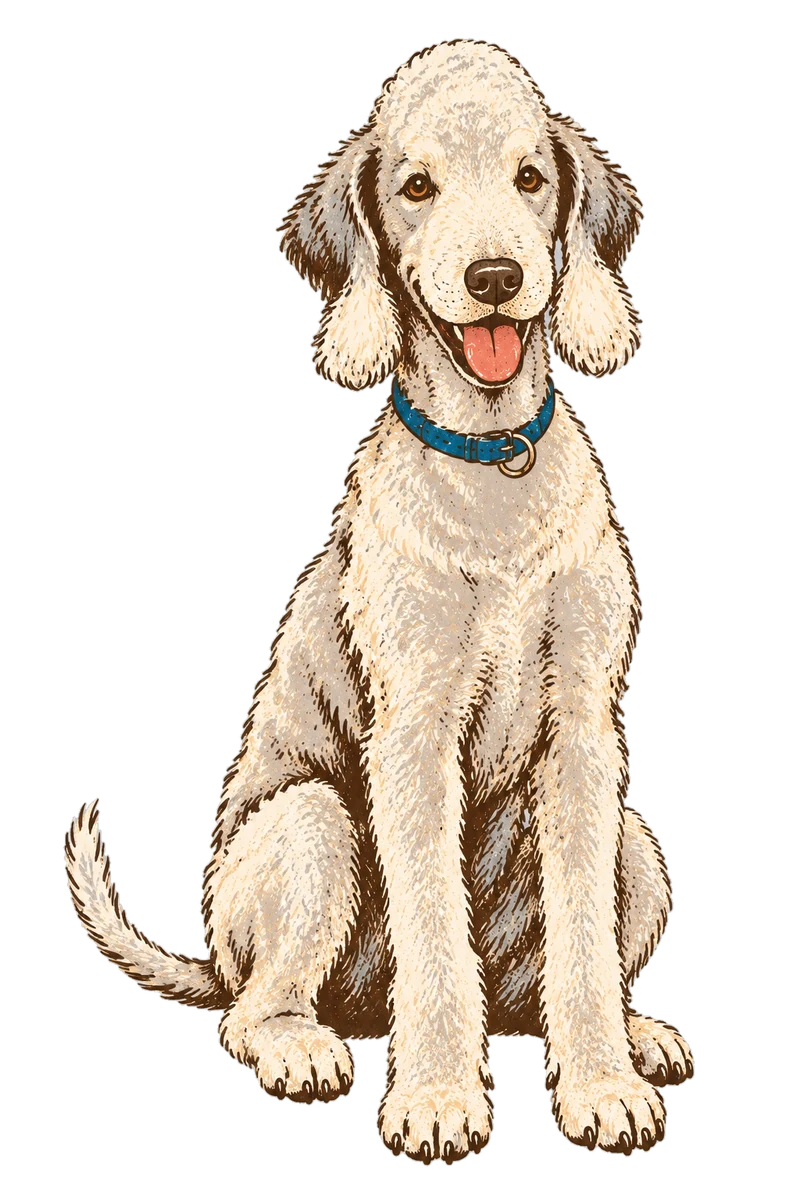 Vintage screen-print illustration representing Bedlington Terrier