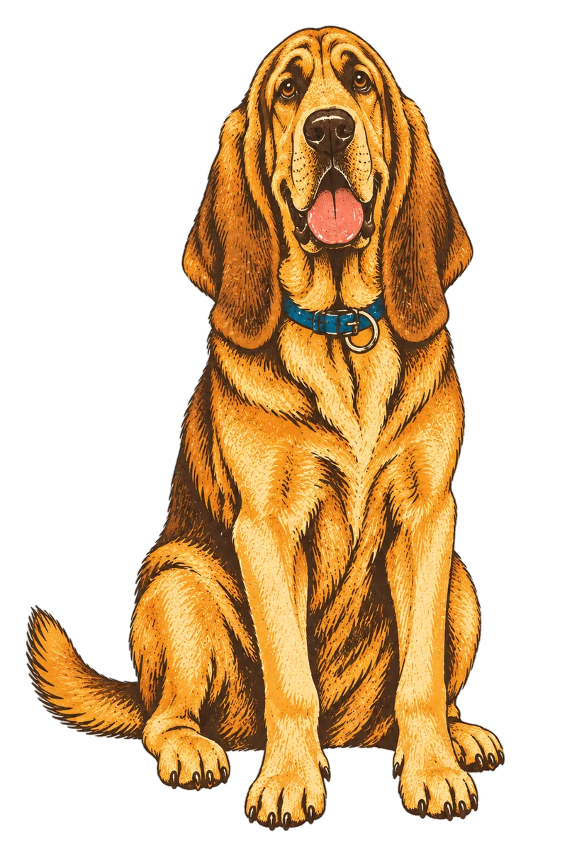 Vintage screen-print illustration representing Bloodhound