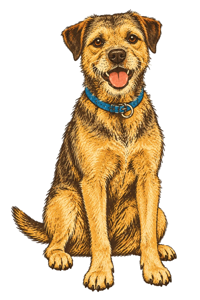 Vintage screen-print illustration representing Border Terrier