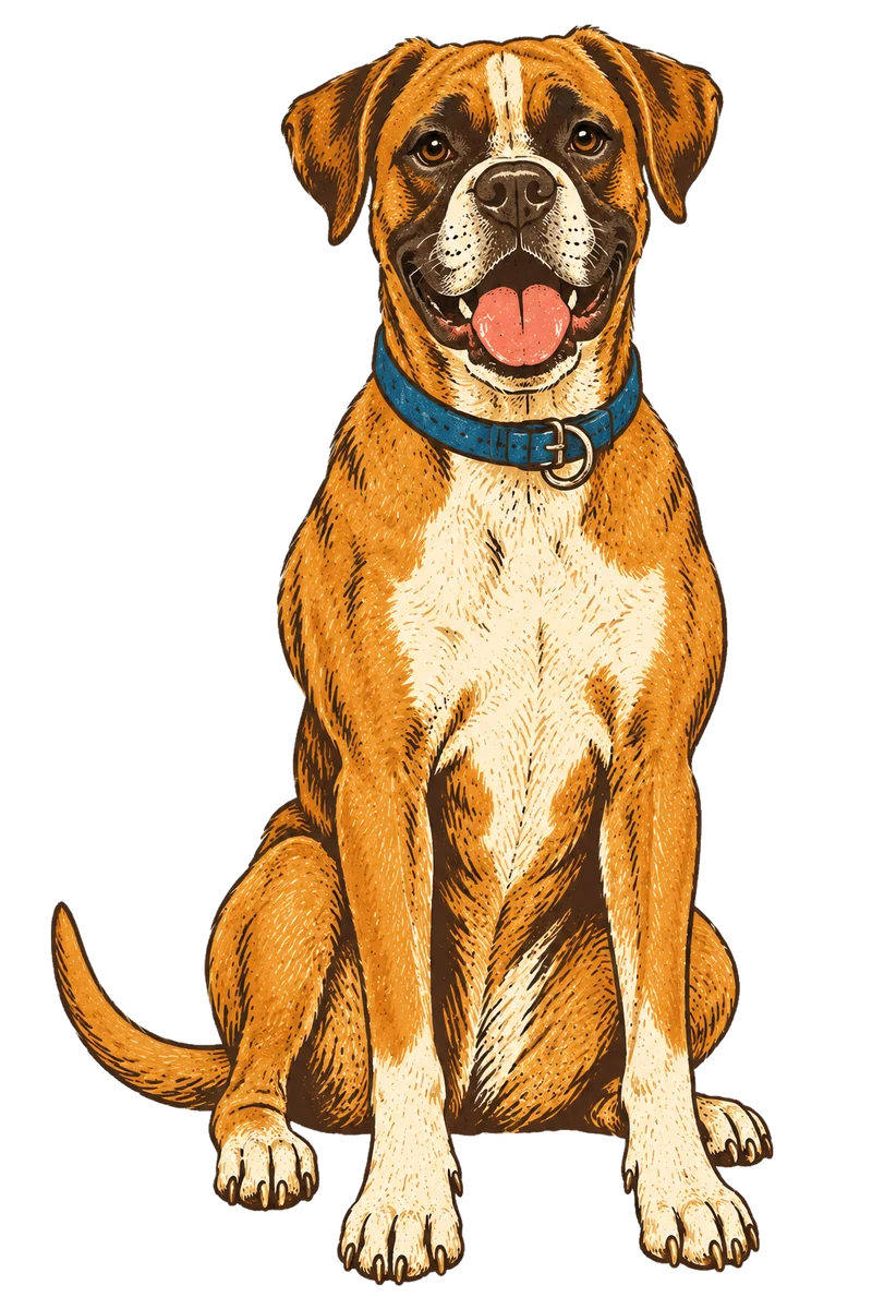 Vintage screen-print illustration representing Boxer