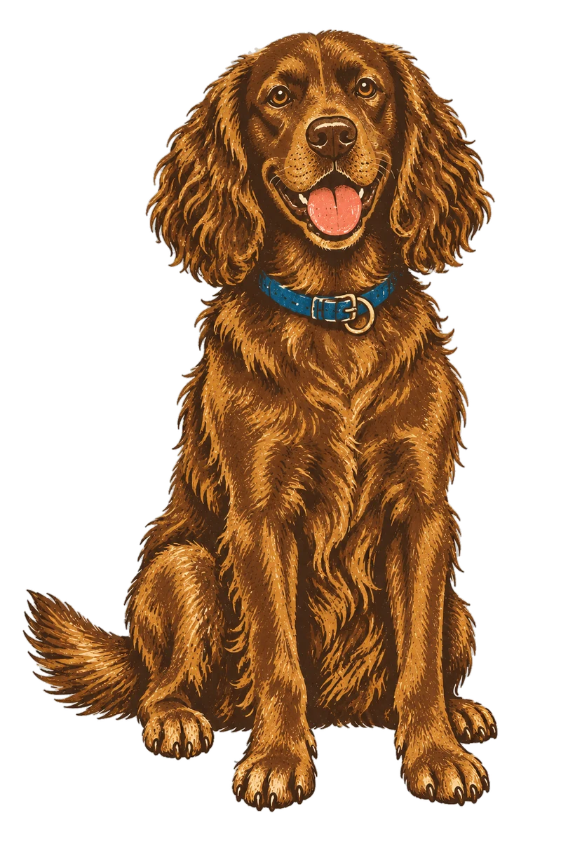 Vintage screen-print illustration representing Boykin Spaniel