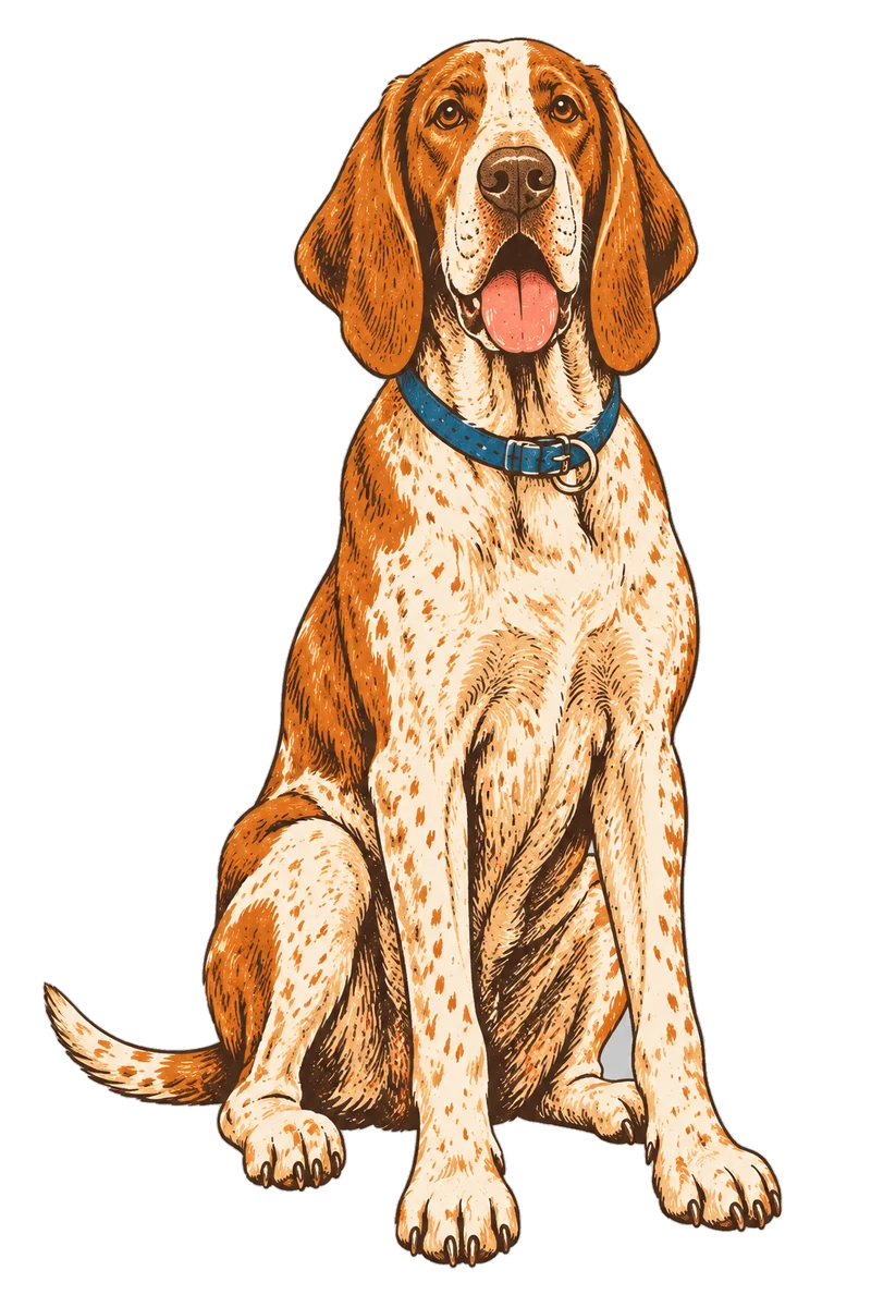 Vintage screen-print illustration representing Bracco Italiano