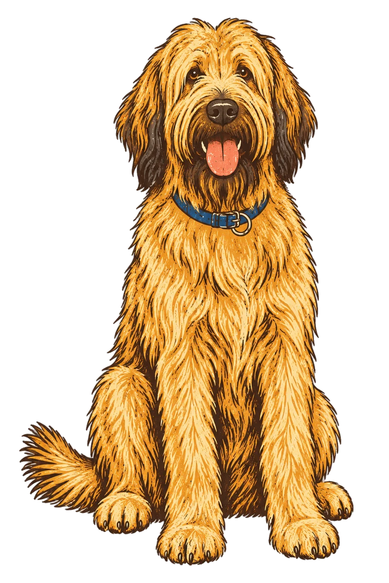 Vintage screen-print illustration representing Briard