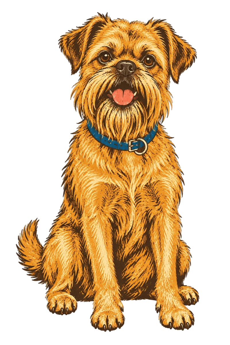 Vintage screen-print illustration representing Brussels Griffon