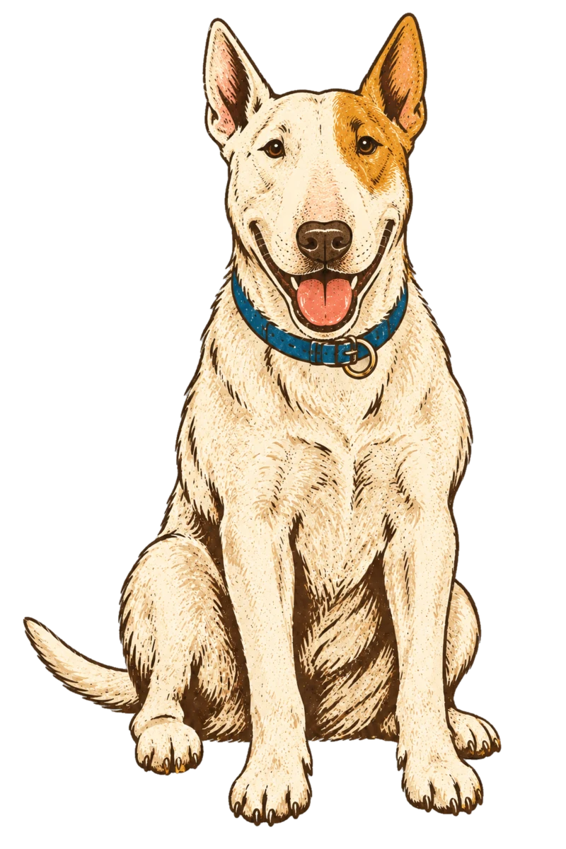 Vintage screen-print illustration representing Bull Terrier