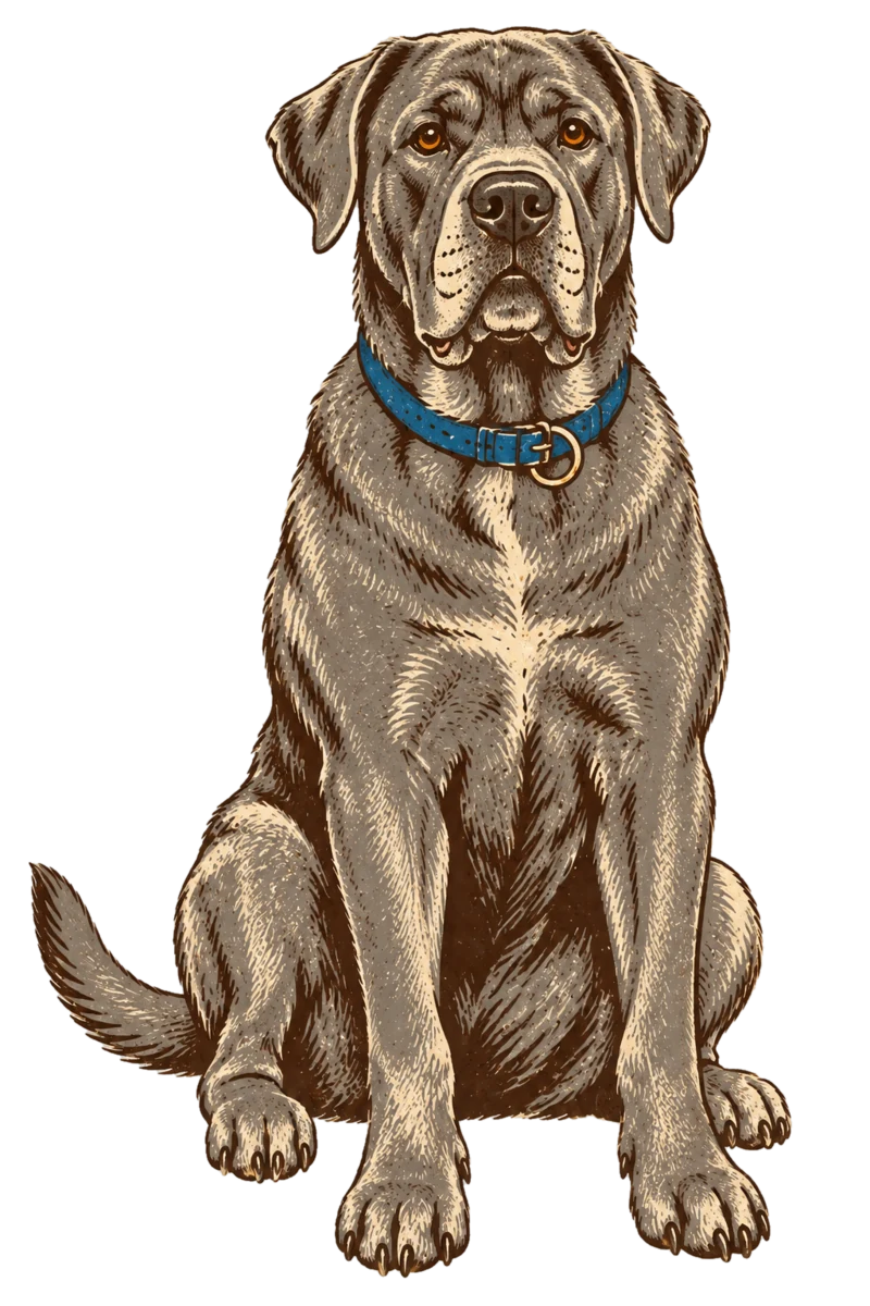 Vintage screen-print illustration representing Cane Corso