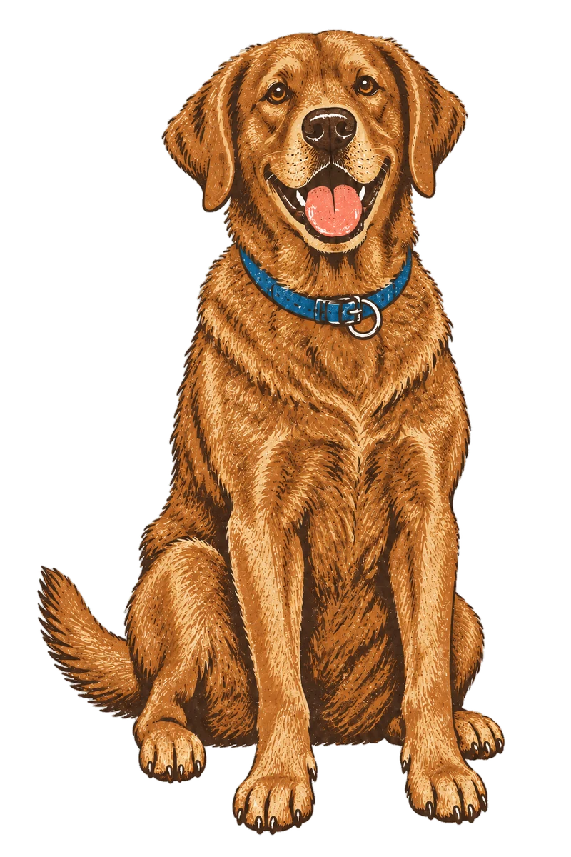Vintage screen-print illustration representing Chesapeake Bay Retriever