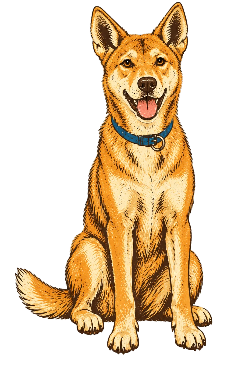 Vintage screen-print illustration representing Dingo