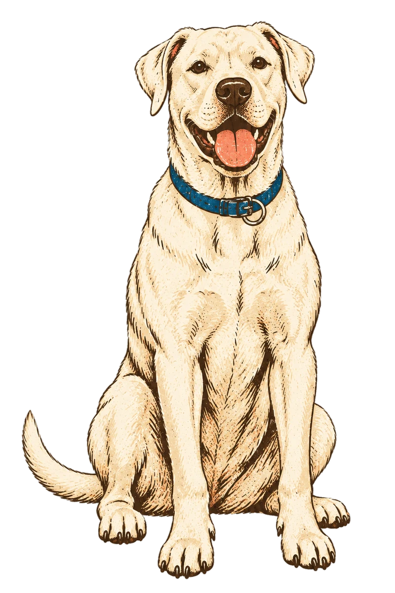 Vintage screen-print illustration representing Dogo Argentino