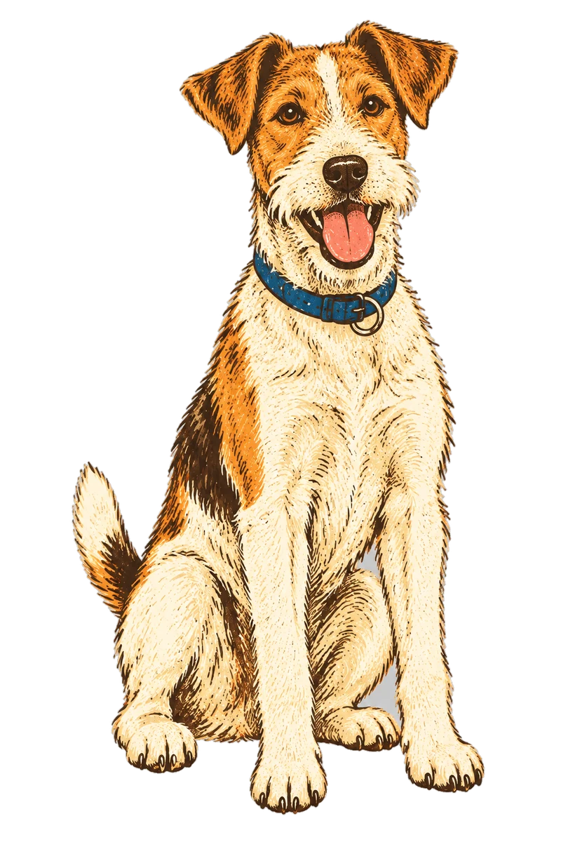 Vintage screen-print illustration representing Fox Terrier