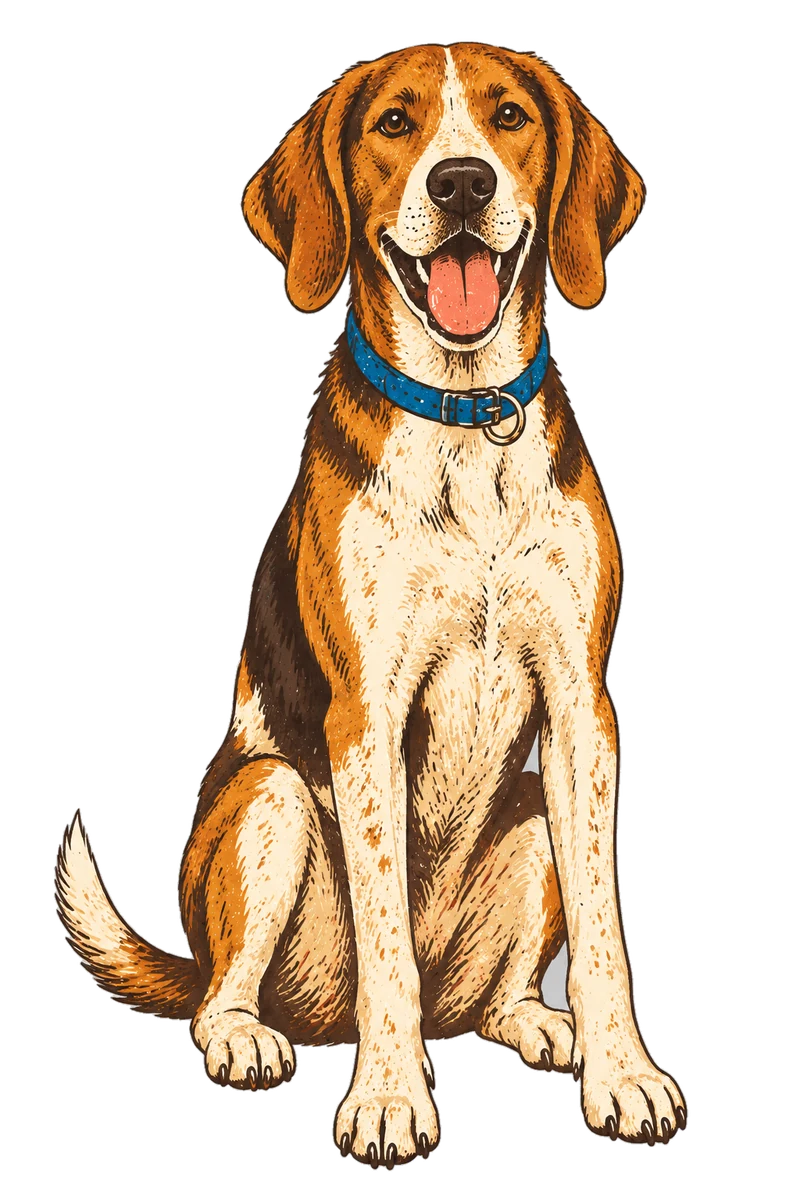 Vintage screen-print illustration representing Foxhound
