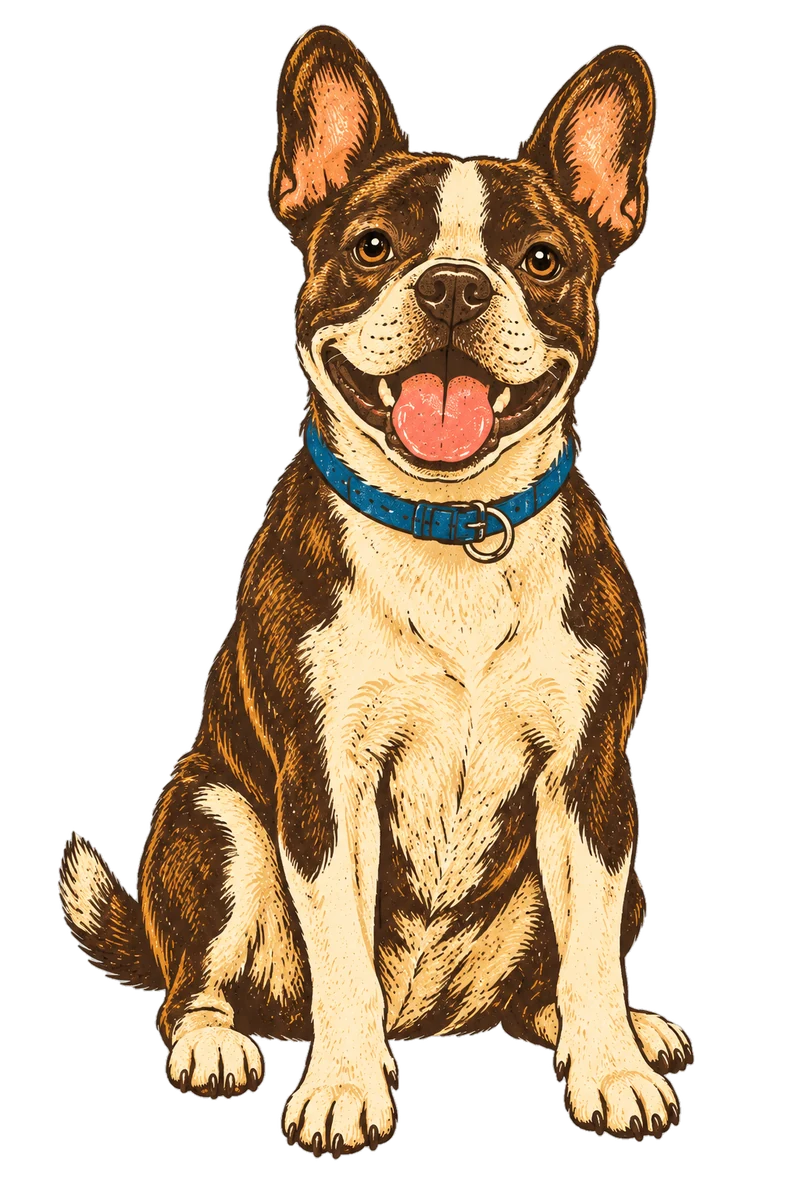 Vintage screen-print illustration representing Frenchton