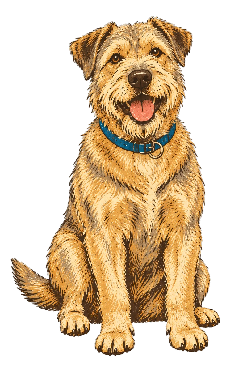 Vintage screen-print illustration representing Glen of Imaal Terrier
