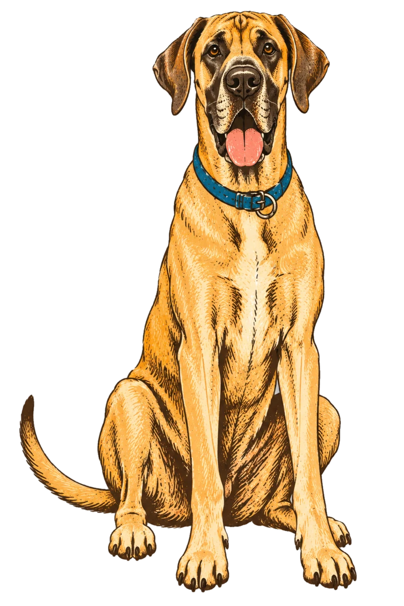 Vintage screen-print illustration representing Great Dane