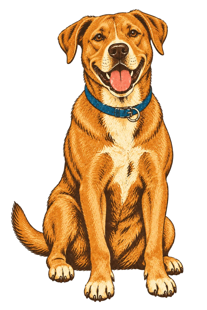 Vintage screen-print illustration representing Labrabull