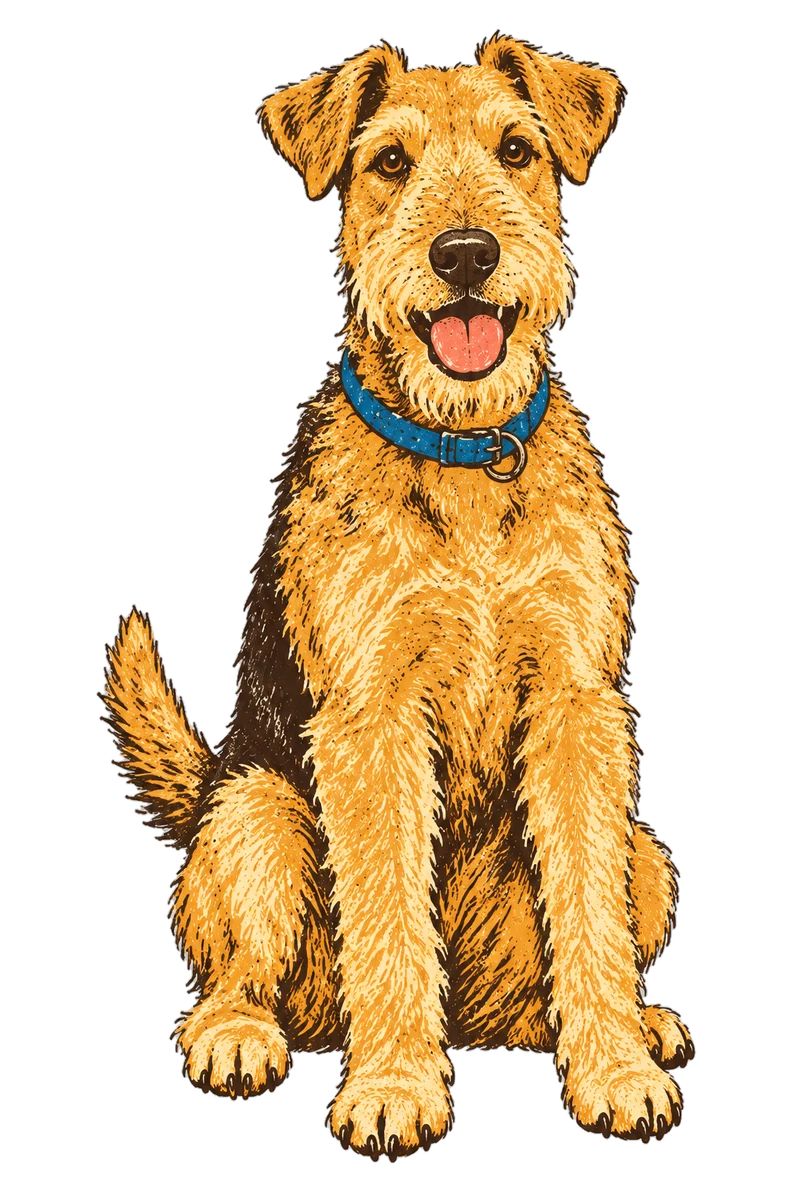 Vintage screen-print illustration representing Lakeland Terrier