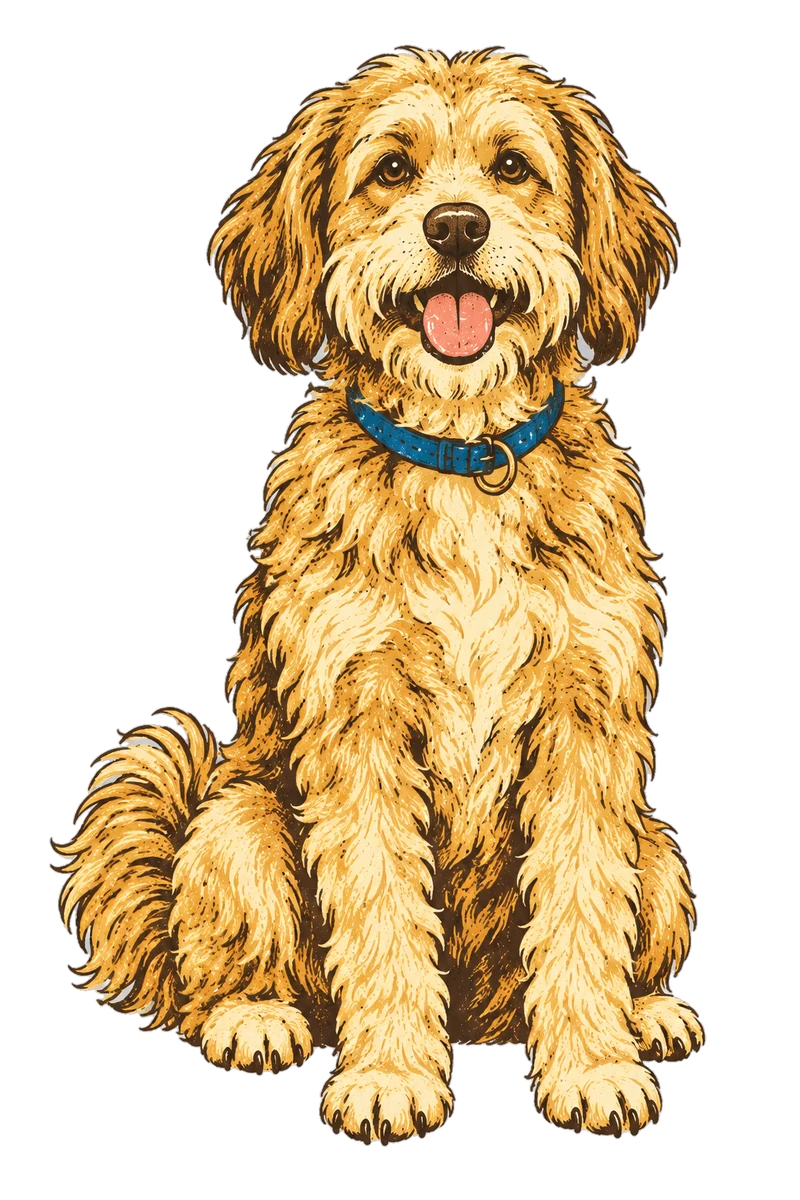 Vintage screen-print illustration representing Lhasapoo