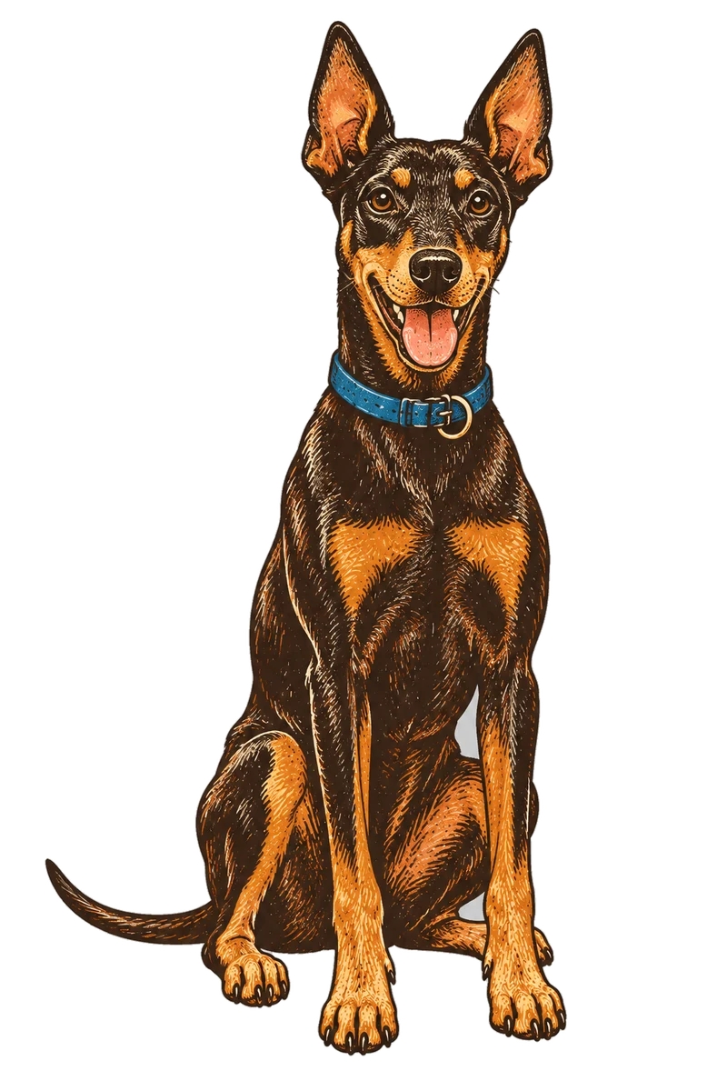 Vintage screen-print illustration representing Manchester Terrier