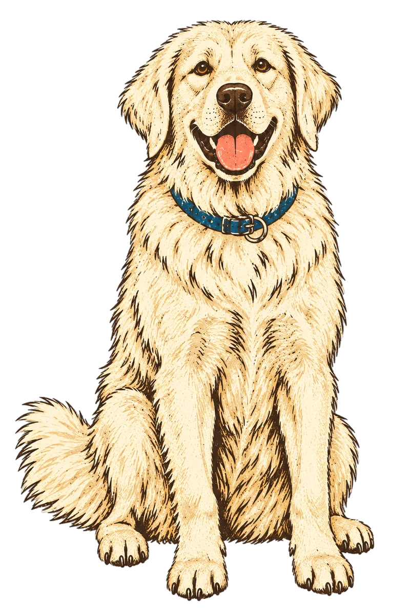Vintage screen-print illustration representing Maremma Sheepdog
