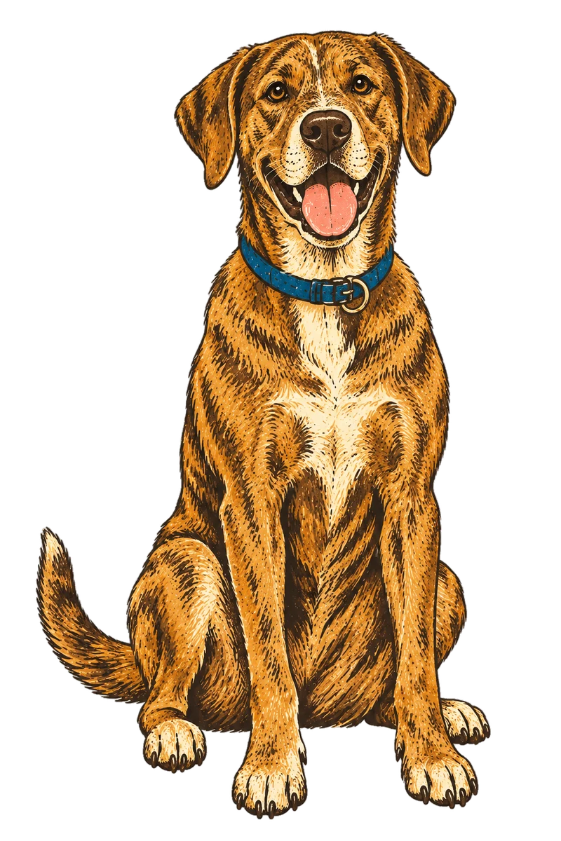 Vintage screen-print illustration representing Mountain Cur