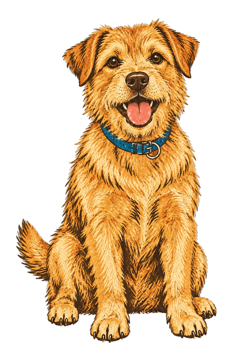 Vintage screen-print illustration representing Norfolk Terrier