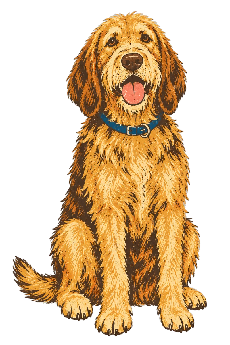 Vintage screen-print illustration representing Otterhound