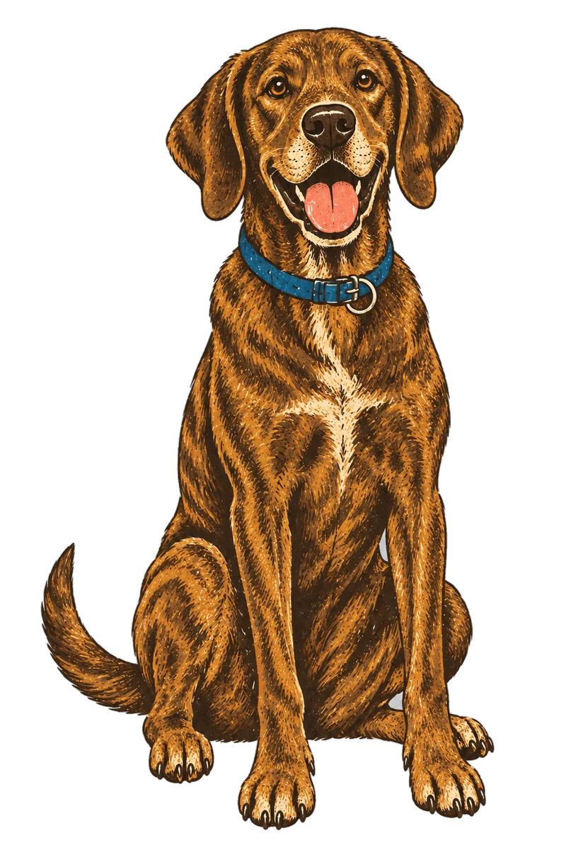 Vintage screen-print illustration representing Plott Hound
