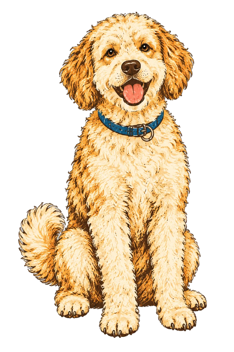 Vintage screen-print illustration representing Poochon