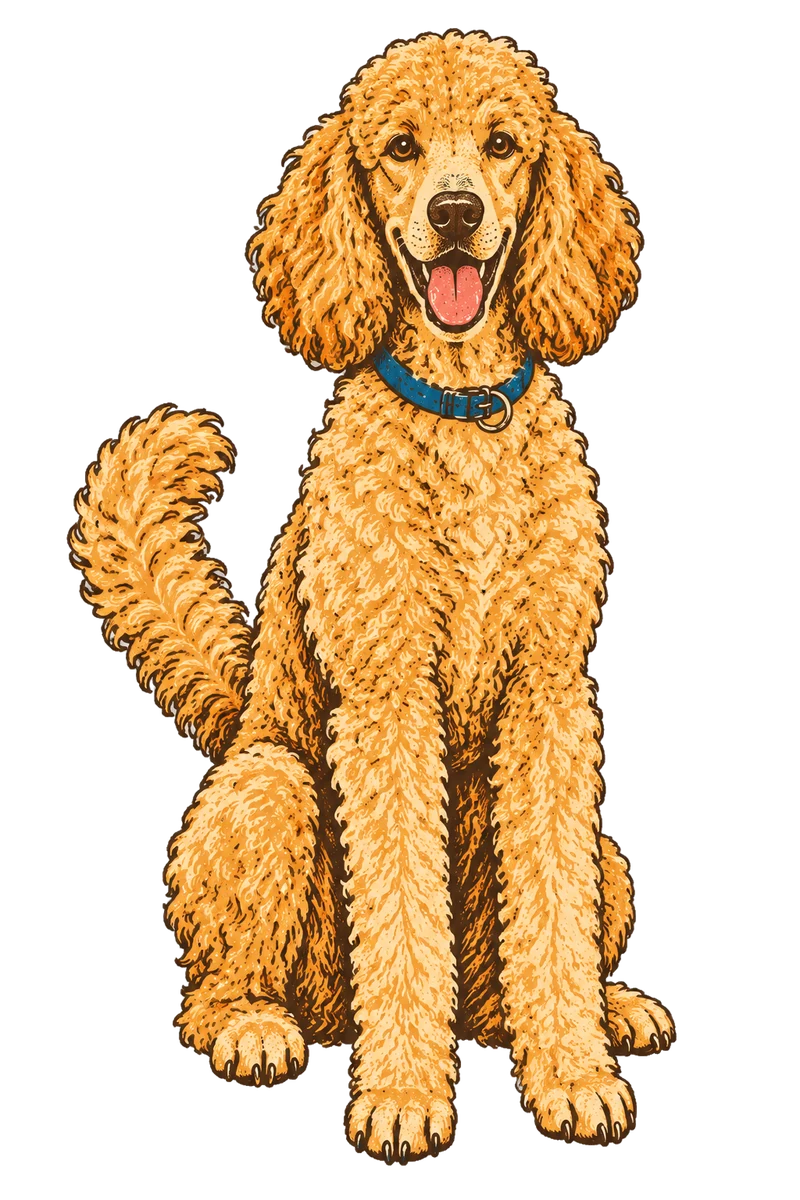 Vintage screen-print illustration representing Poodle