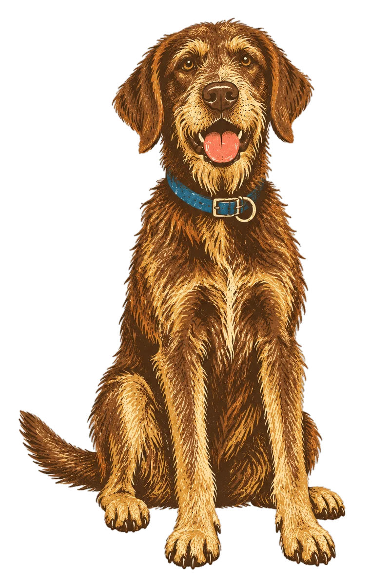 Vintage screen-print illustration representing Pudelpointer
