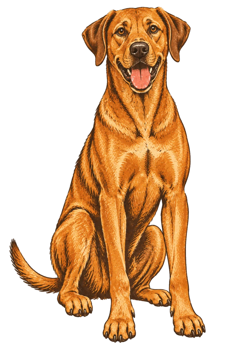 Vintage screen-print illustration representing Rhodesian Ridgeback