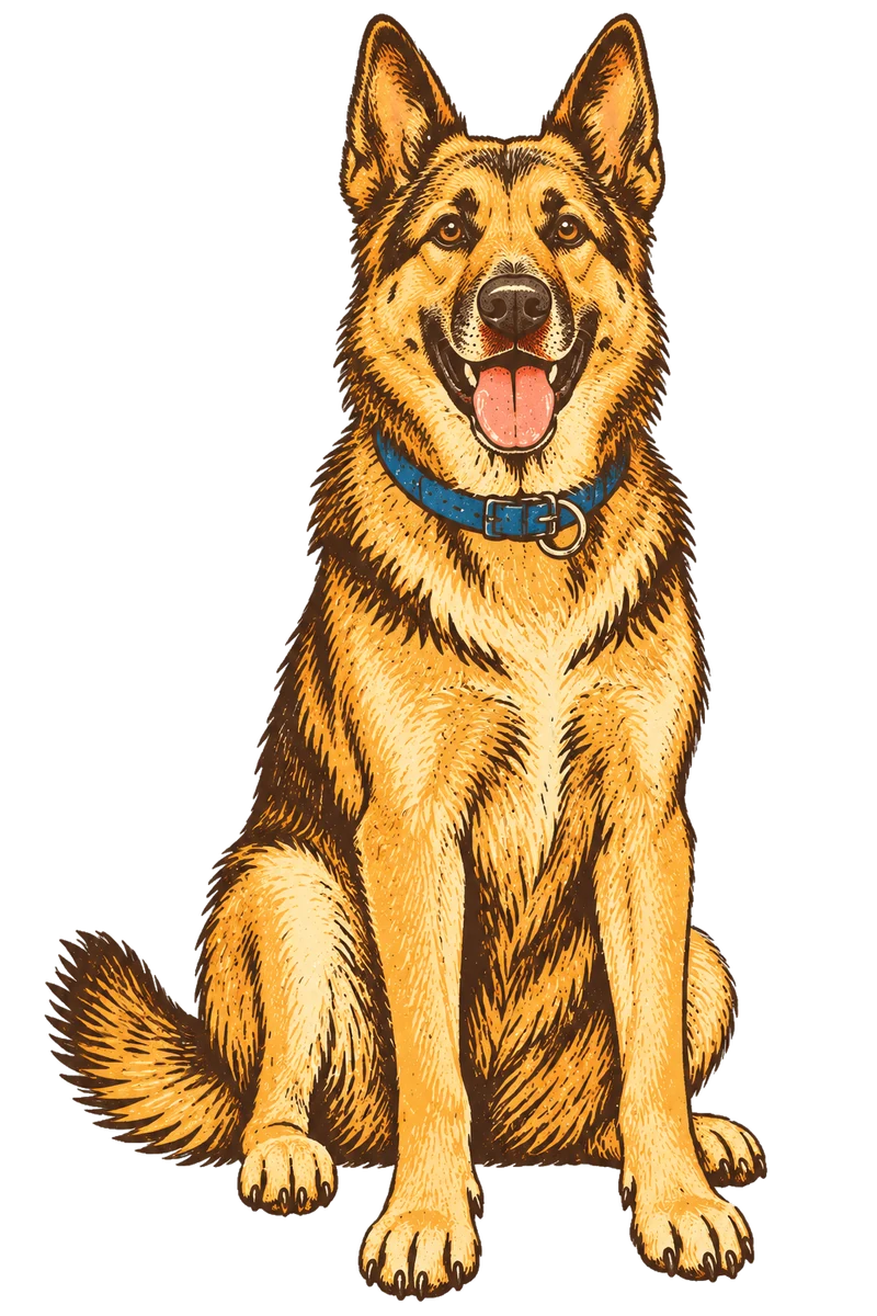 Vintage screen-print illustration representing Shepherd