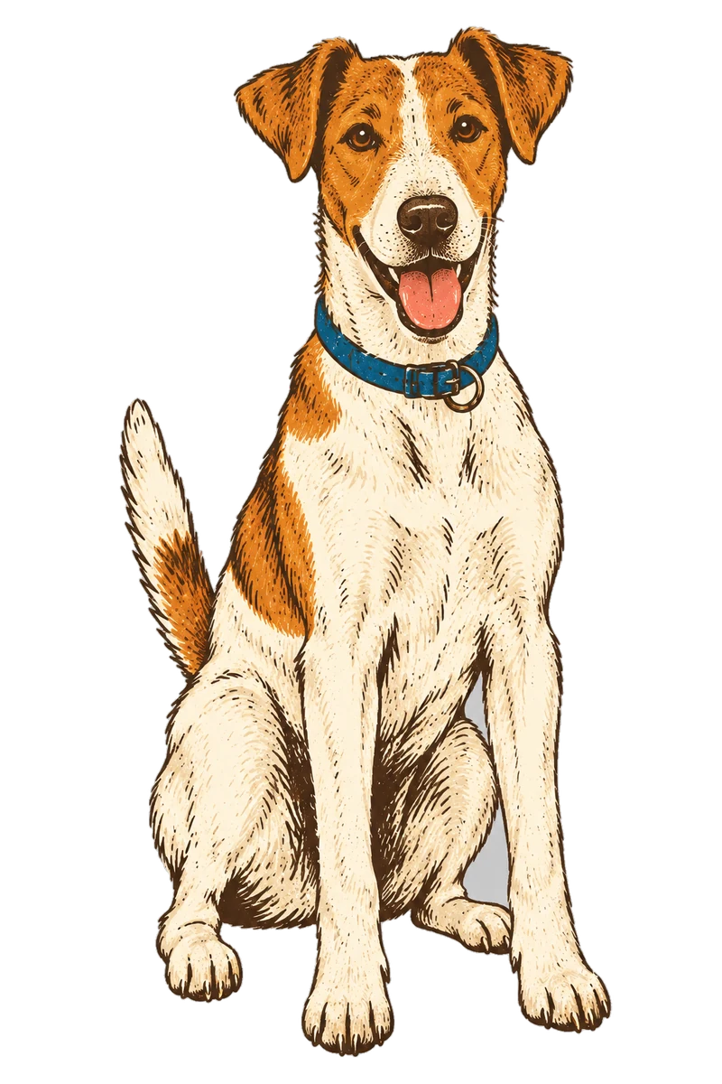 Vintage screen-print illustration representing Smooth Fox Terrier