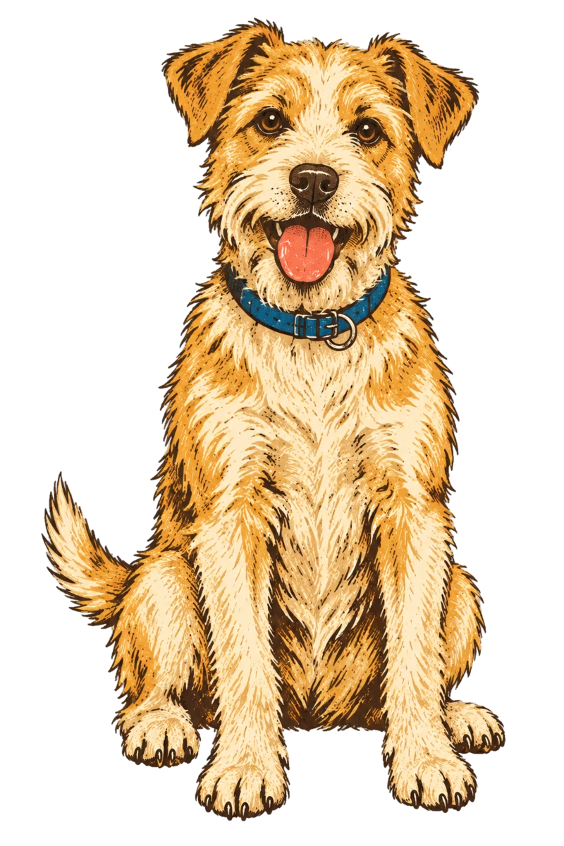 Vintage screen-print illustration representing Terrier