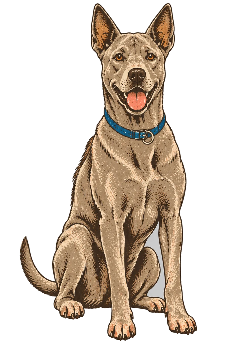 Vintage screen-print illustration representing Thai Ridgeback
