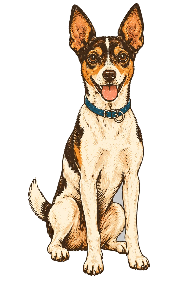 Vintage screen-print illustration representing Toy Fox Terrier