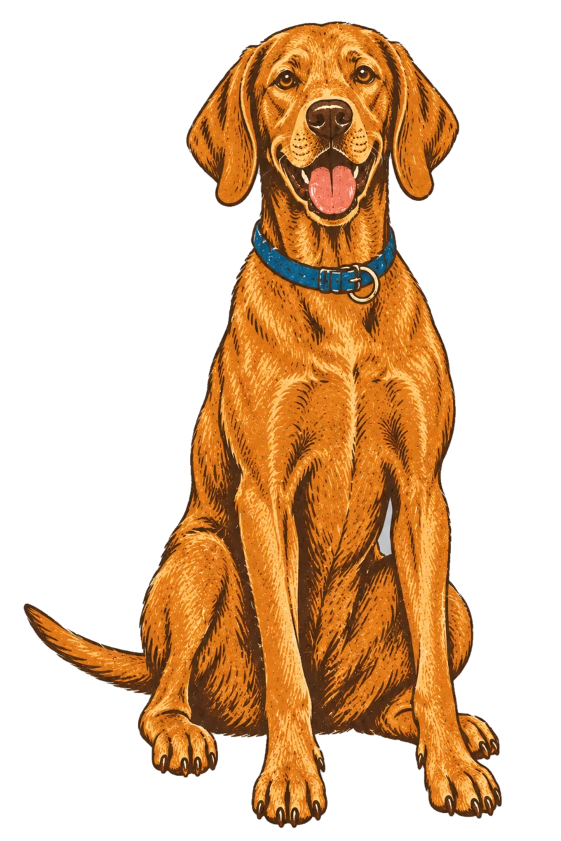 Vintage screen-print illustration representing Vizsla