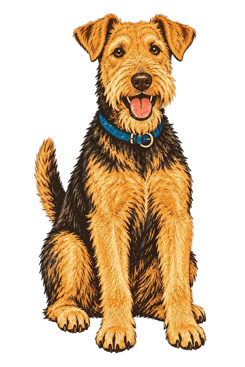 Vintage screen-print illustration representing Welsh Terrier