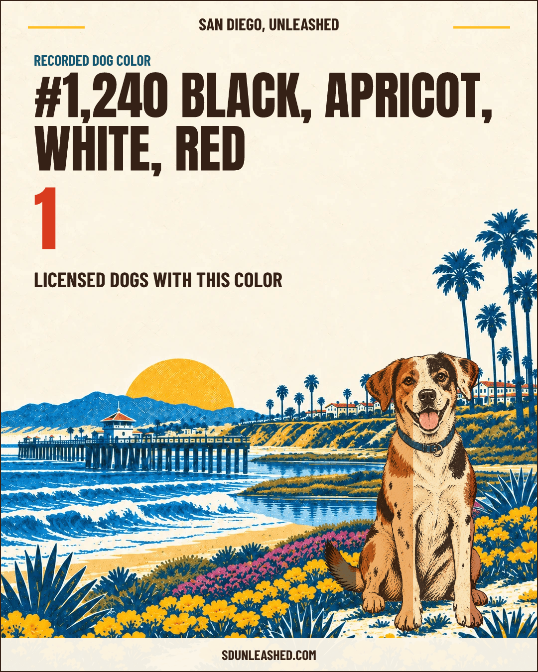 Black, Apricot, White, Red share card