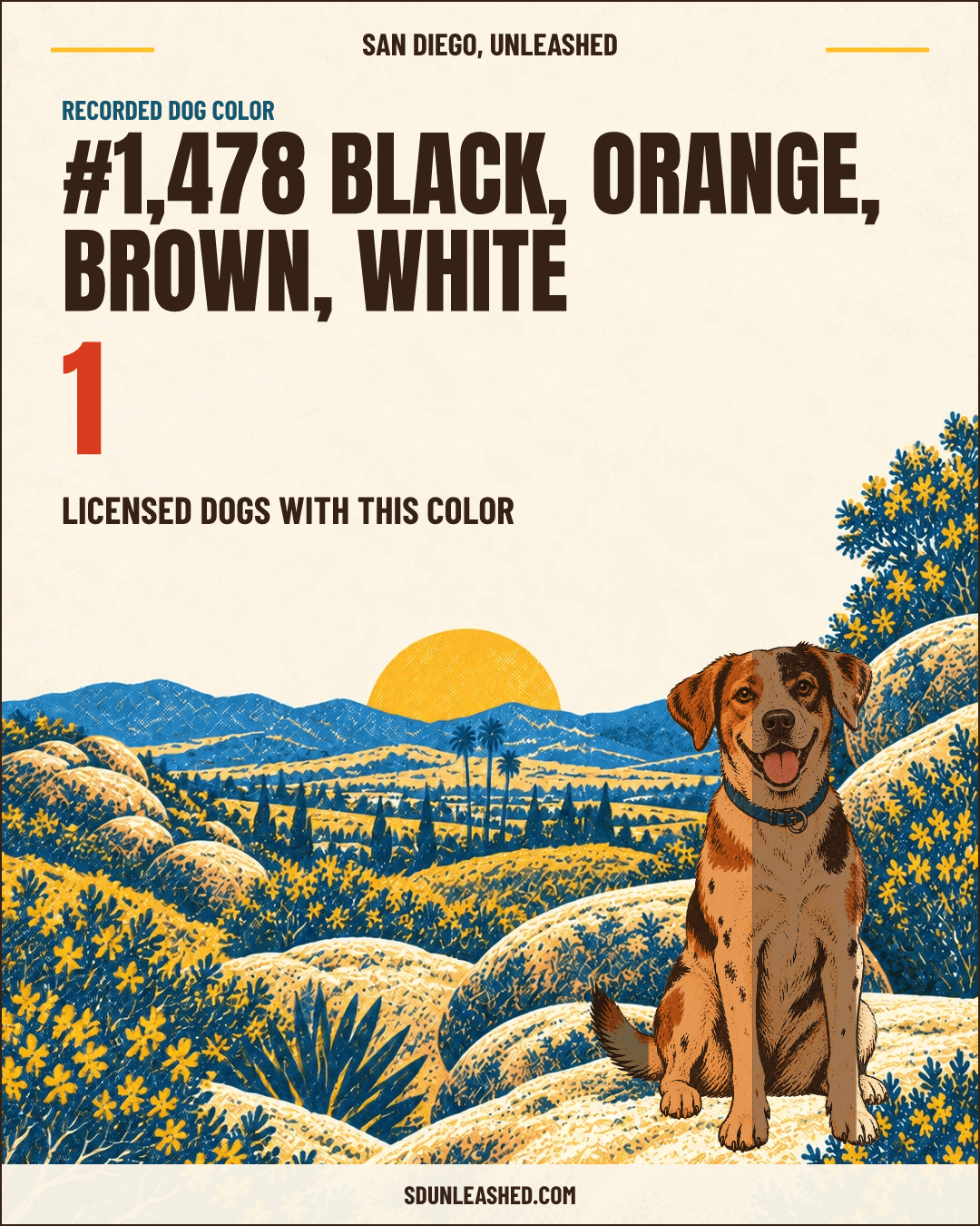 Black, Orange, Brown, White share card