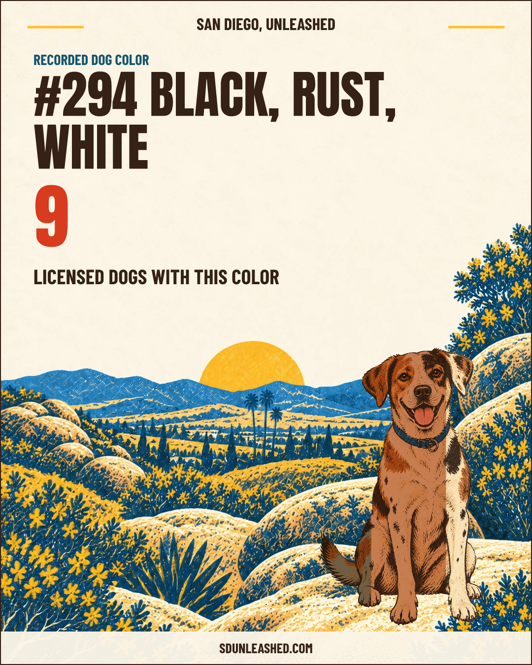 Black, Rust, White share card