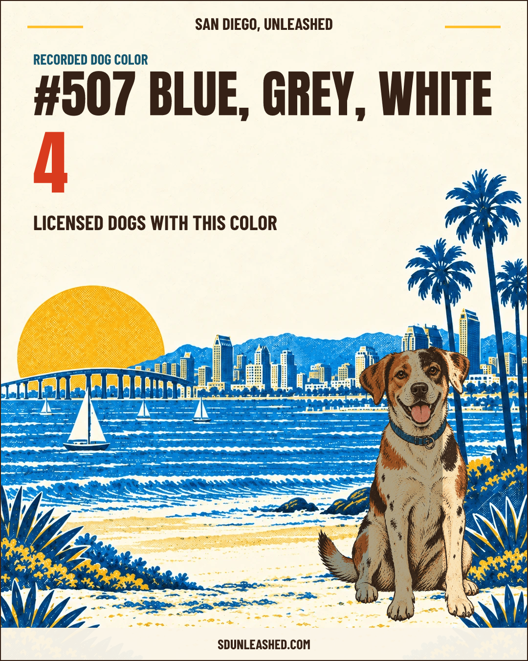 Blue, Grey, White share card
