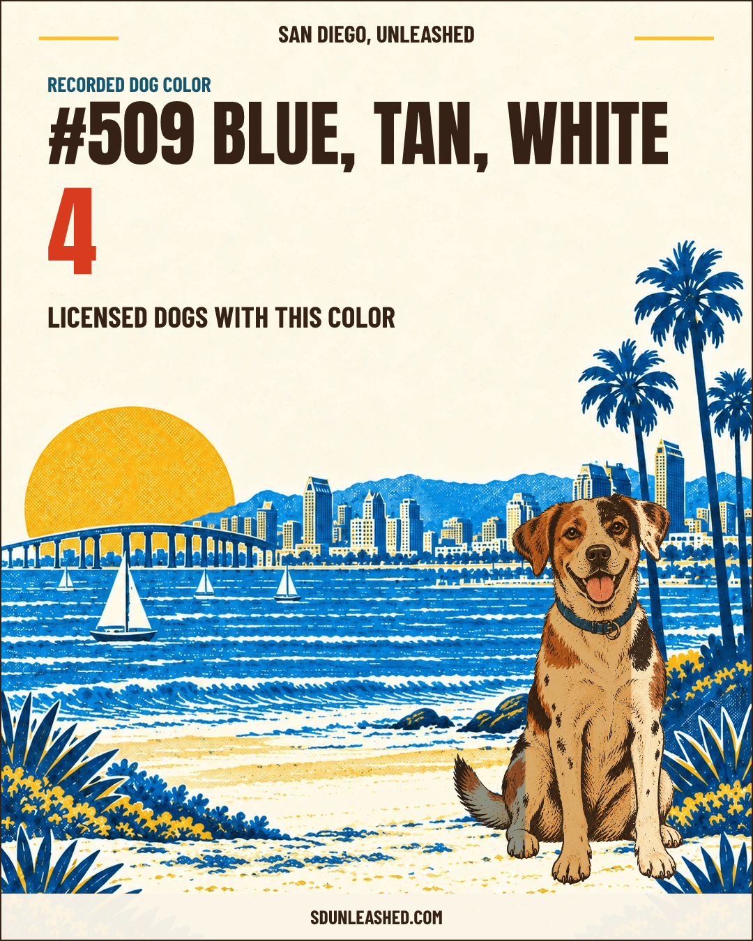 Blue, Tan, White share card