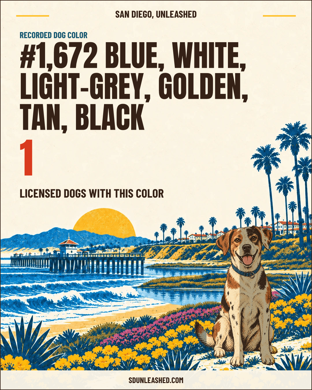 Blue, White, Light-grey, Golden, Tan, Black share card